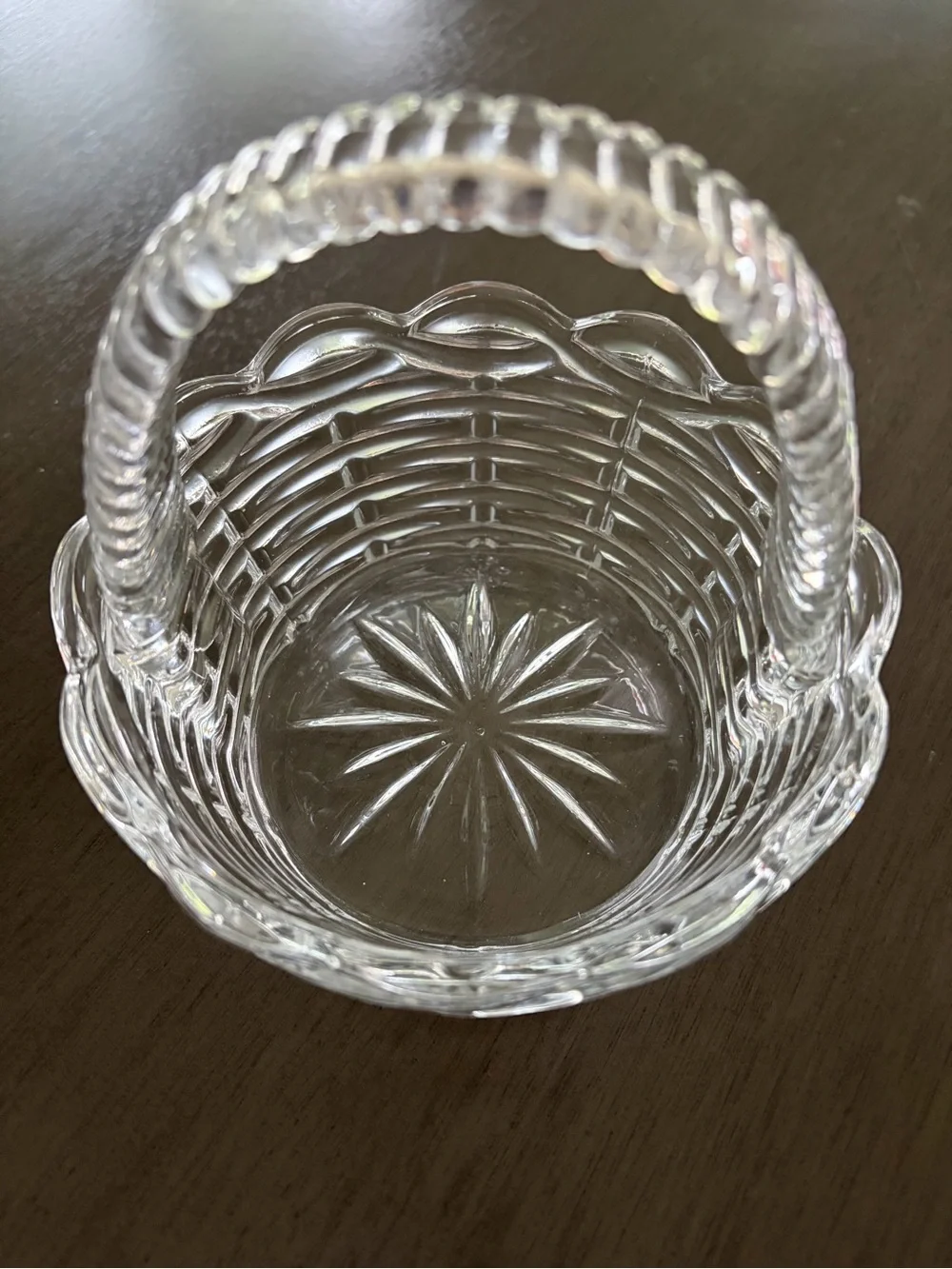 Clear Glass Basket Decorative Bowl with Handle - Home Accents